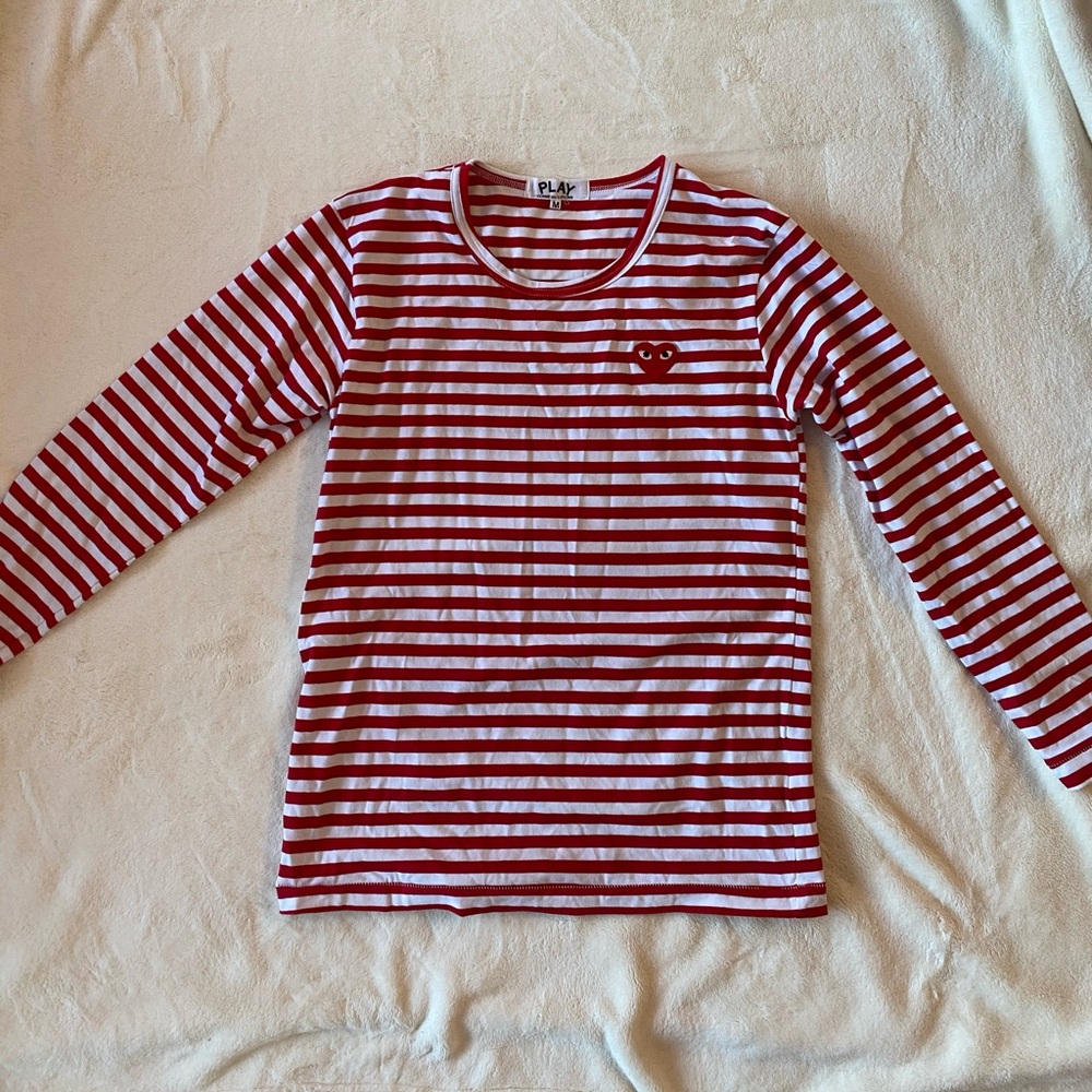 Comme des Garçons red & white striped long sleeve